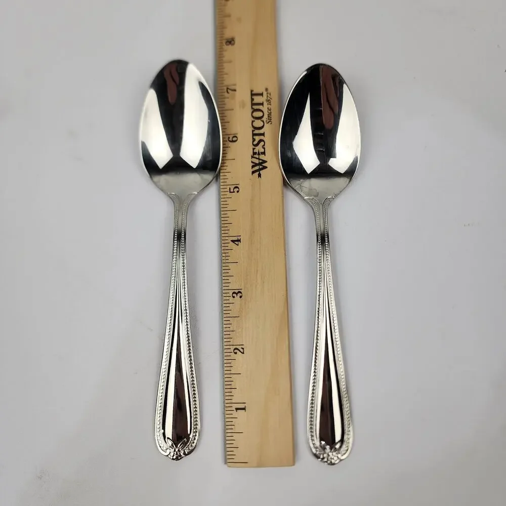 2 Temp-Tations 18/10 by Tara Old World Bead Stainless Round Tip Soup Tablespoons